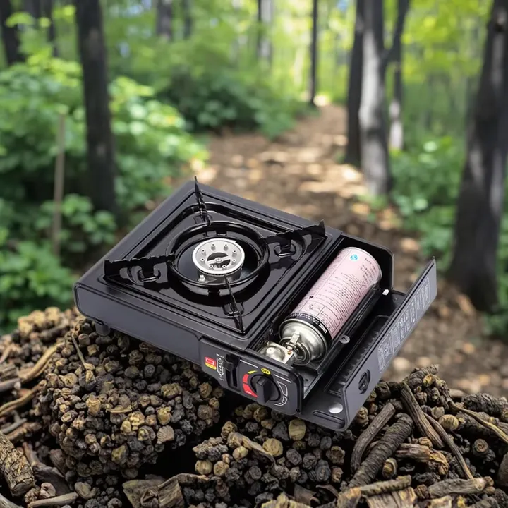 موقد موقد يعمل بالغاز محمول للتخييم والمشي لمسافات طويلة موقد يعمل بالغاز وحرق الخشب Portable Gas Stove Camping Hiking Wood Burning Stove