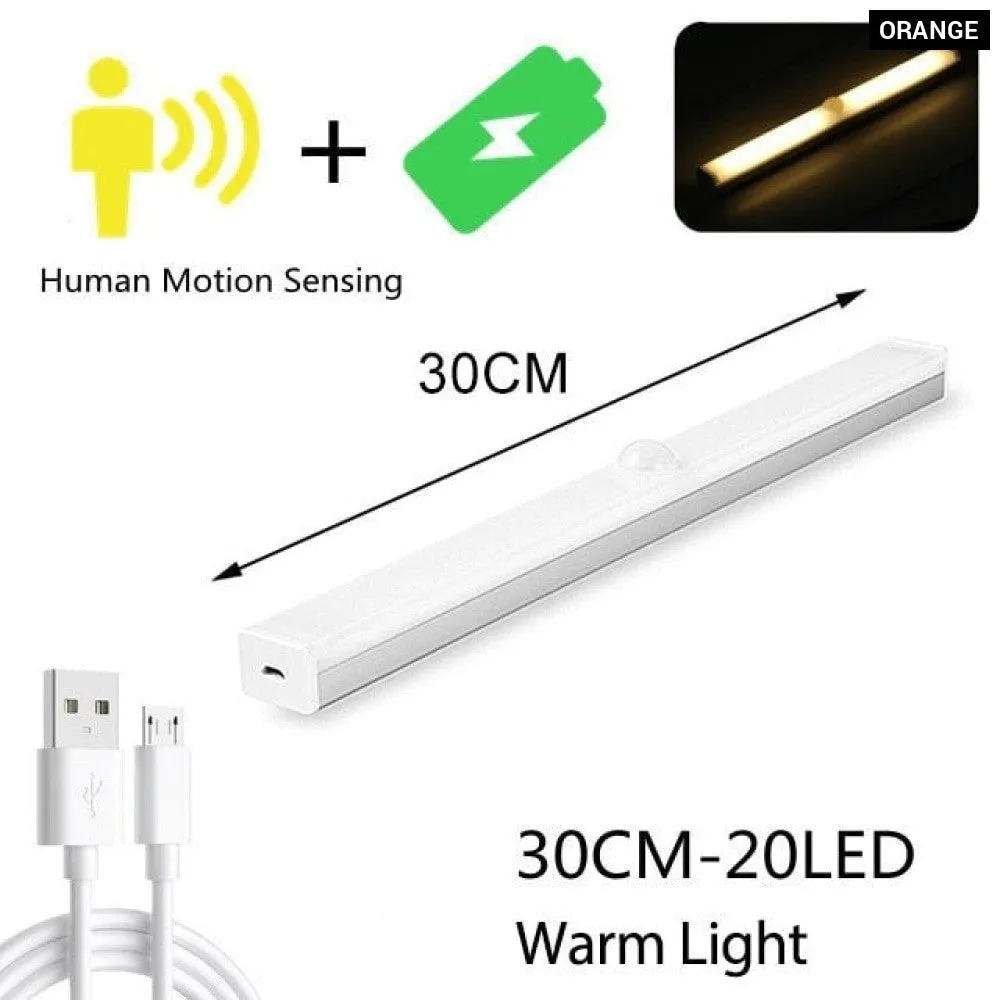20cm/30cm Motion Sensor Wireless Led Night Light Usb Rechargeable Closet Kitchen Cabinet Corridor Stair Night Lamp