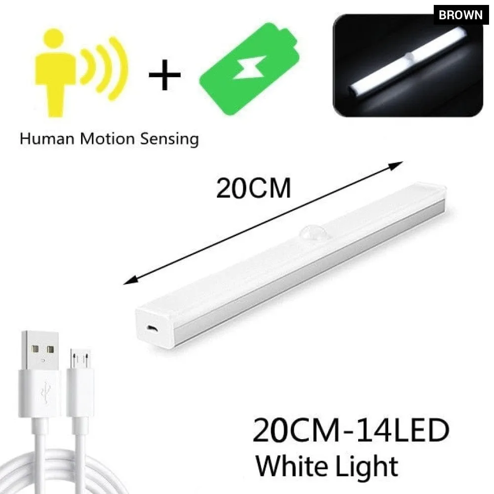 20cm/30cm Motion Sensor Wireless Led Night Light Usb Rechargeable Closet Kitchen Cabinet Corridor Stair Night Lamp