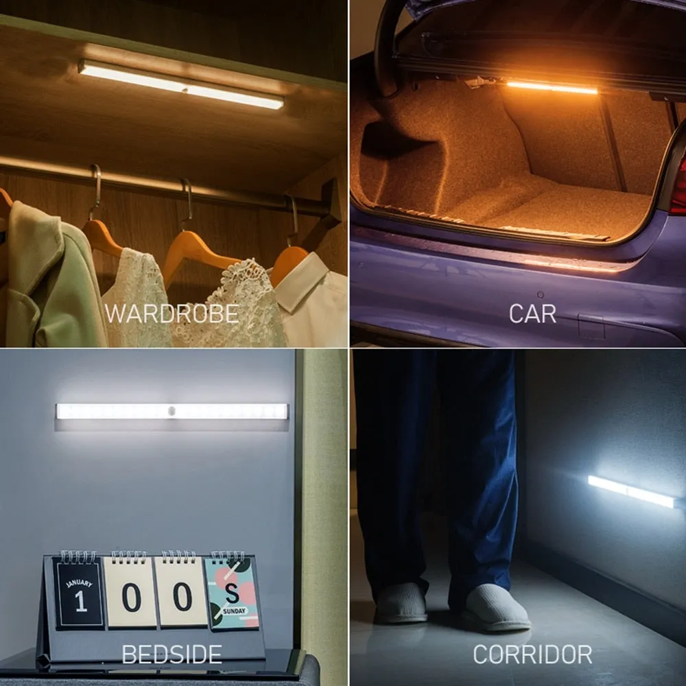20cm/30cm Motion Sensor Wireless Led Night Light Usb Rechargeable Closet Kitchen Cabinet Corridor Stair Night Lamp