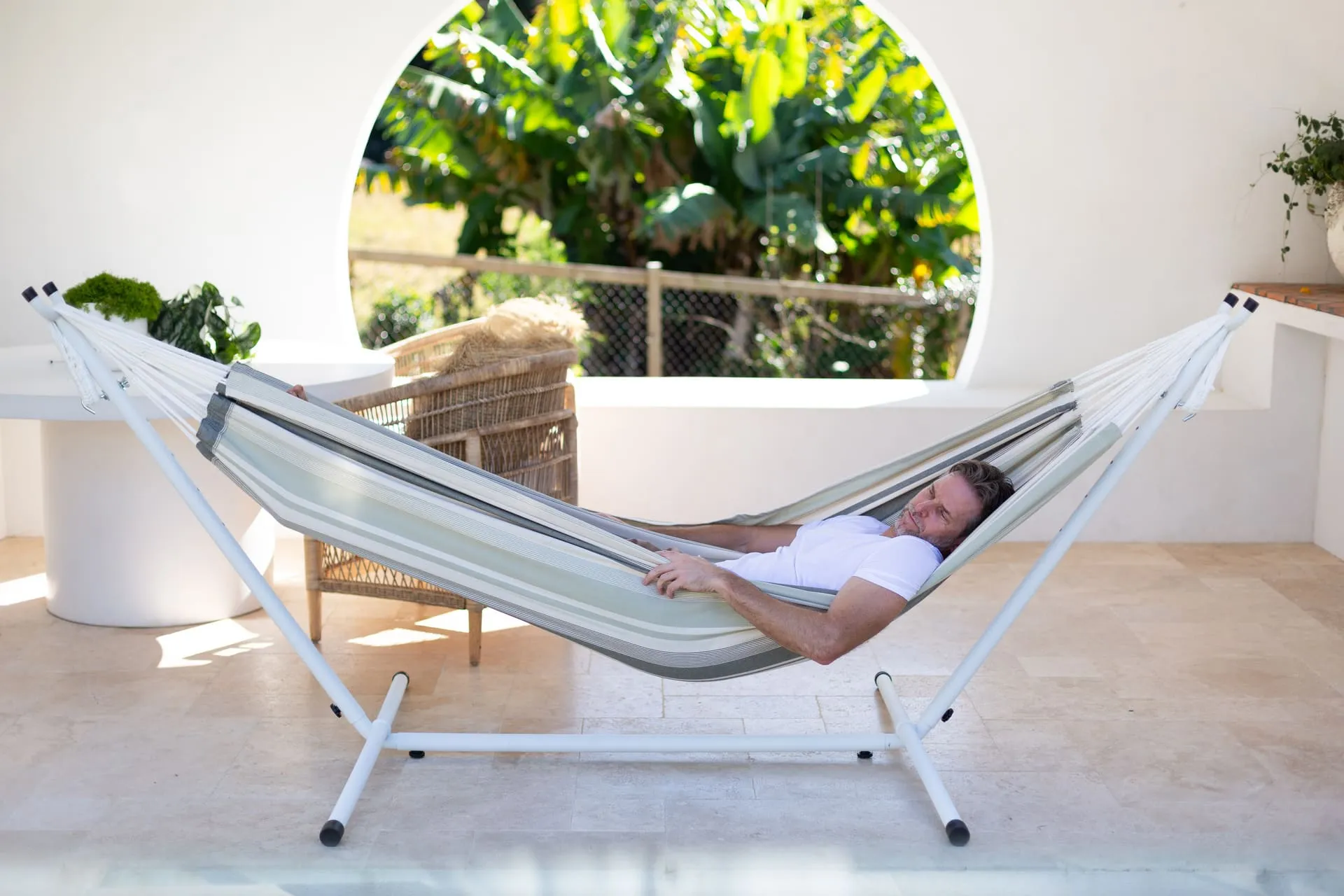 305 cm Adjustable Universal Steel Hammock Stand in White