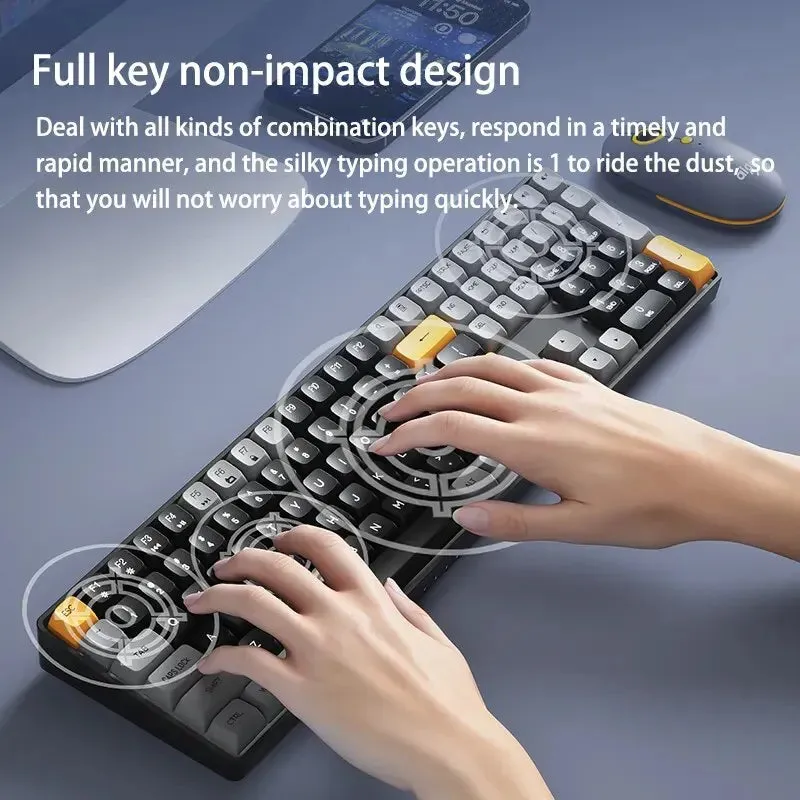 Aigo A108 Gaming Mechanical Keyboard 2.4g Wireless Usb Type c Yellow Switch 110 Key Hot Swap