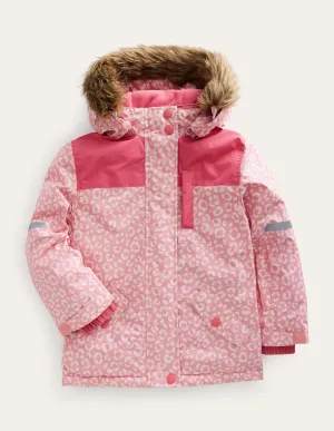 All-Weather Waterproof Jacket-Pink Leopard