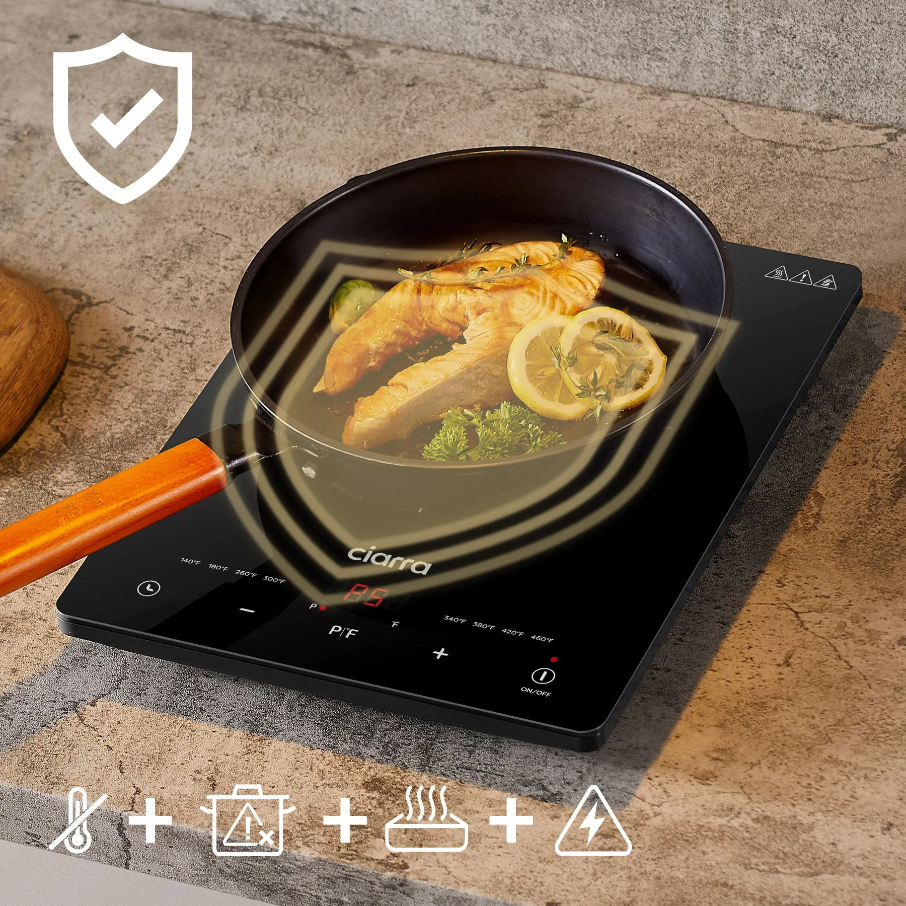 Ciarra Portable Induction Cooktop 1800W with Touch Control CATIH1-OW