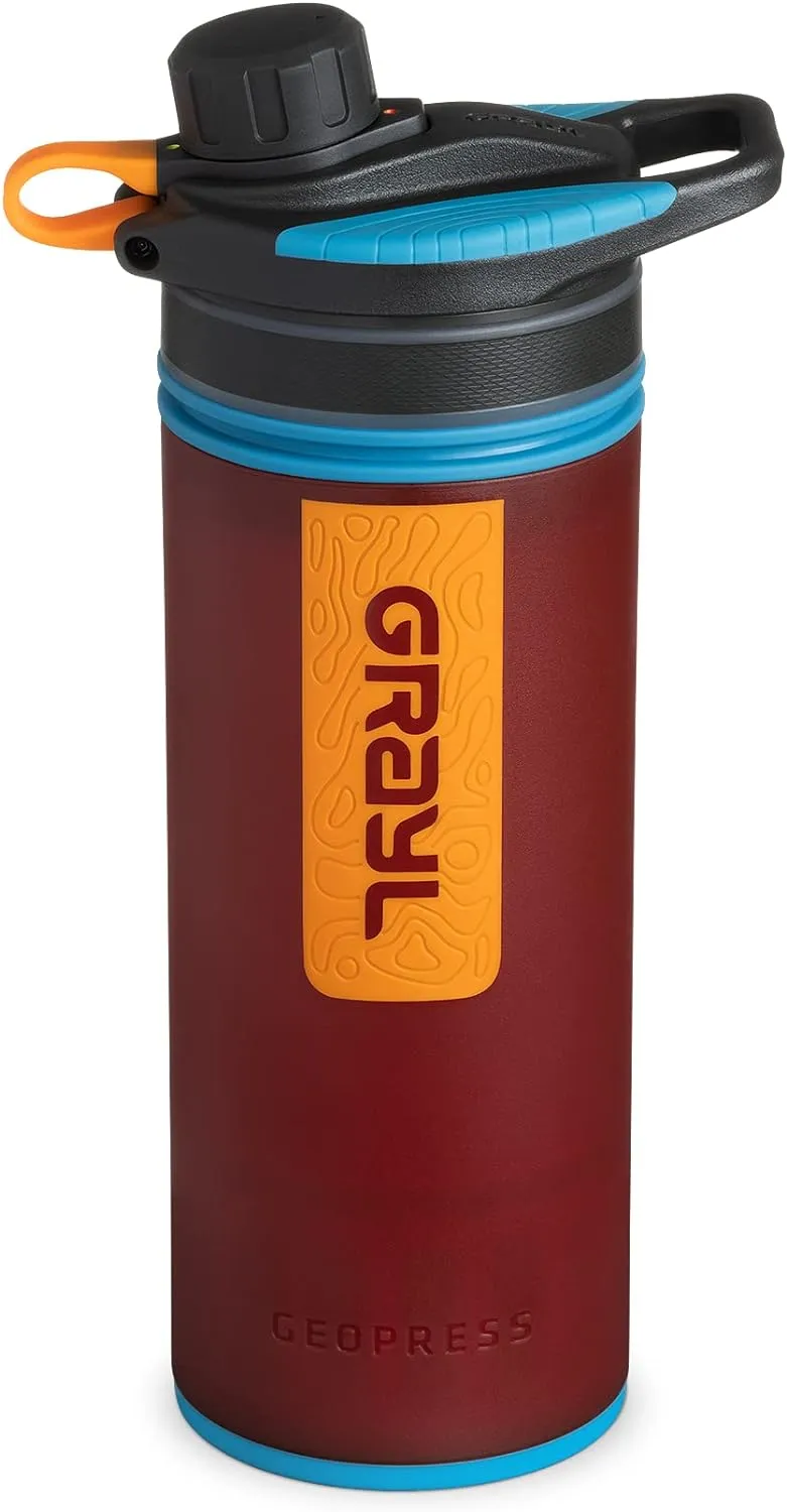 GRAYL GeoPress 24 oz Water Purifier Bottle - Filter for Hiking, Camping, Survival, Travel