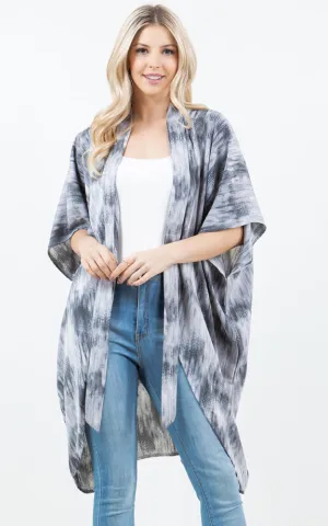 KP5503 Tie Dye Print Kimono Cover Up