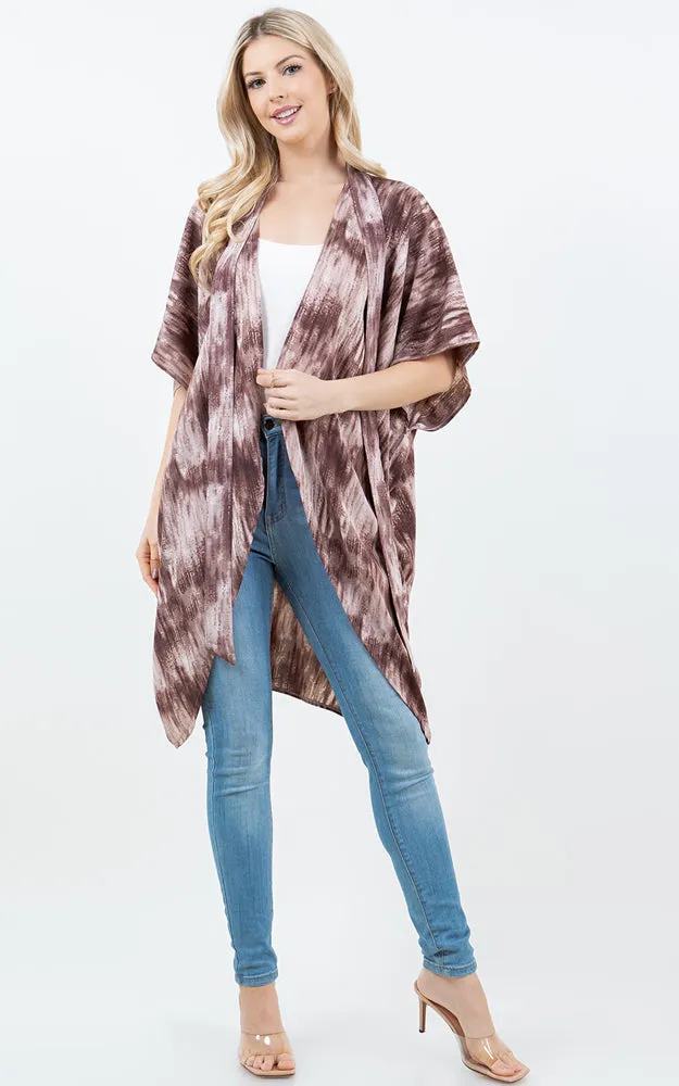 KP5503 Tie Dye Print Kimono Cover Up