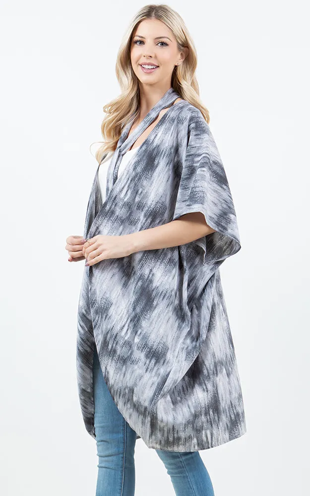 KP5503 Tie Dye Print Kimono Cover Up