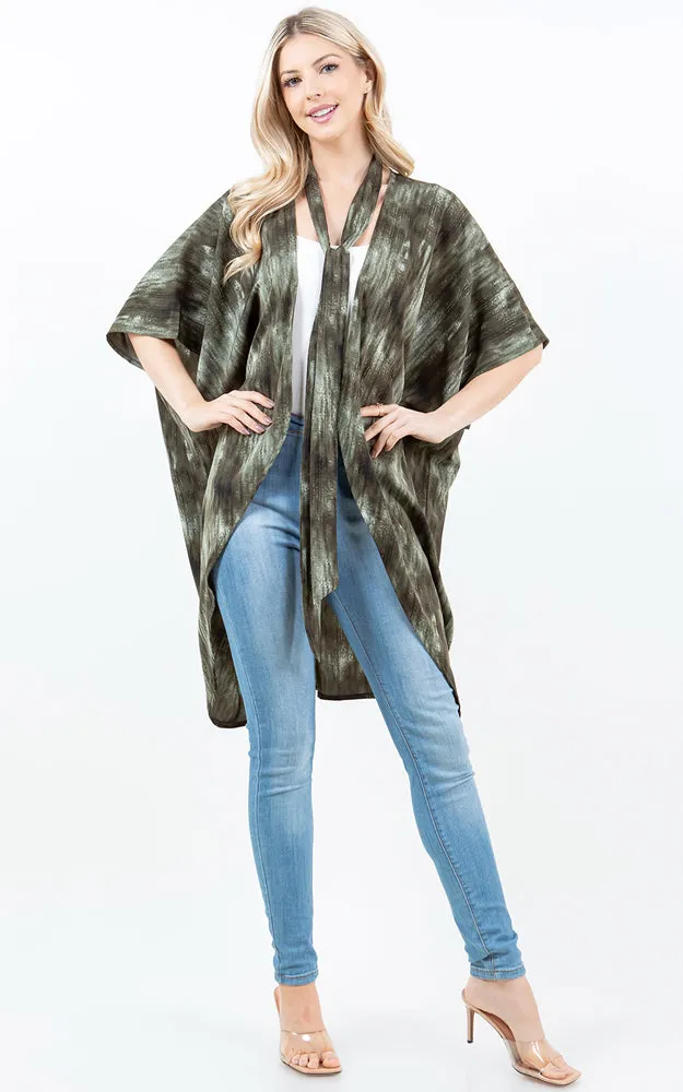 KP5503 Tie Dye Print Kimono Cover Up