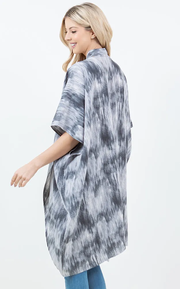 KP5503 Tie Dye Print Kimono Cover Up