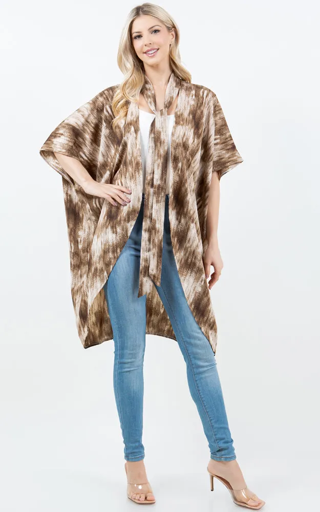 KP5503 Tie Dye Print Kimono Cover Up