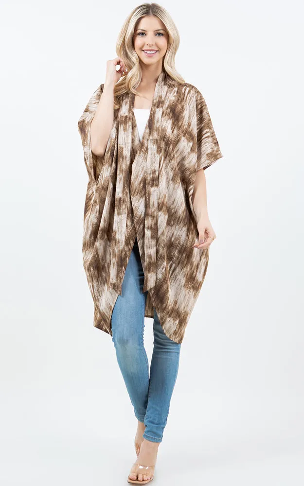 KP5503 Tie Dye Print Kimono Cover Up