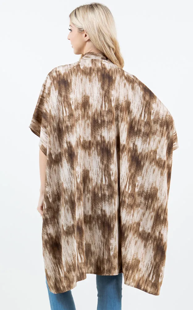 KP5503 Tie Dye Print Kimono Cover Up