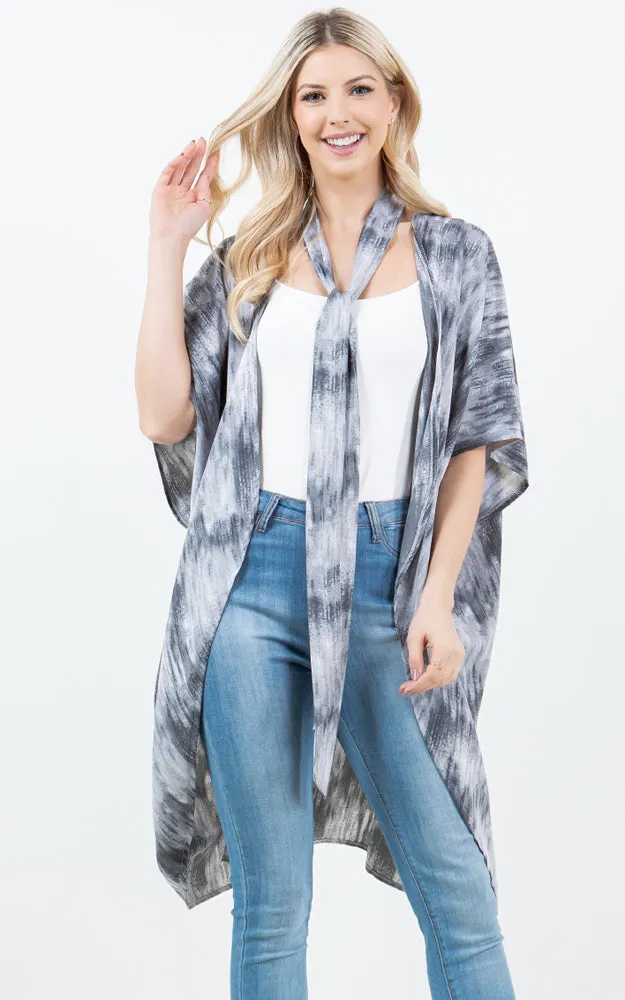 KP5503 Tie Dye Print Kimono Cover Up