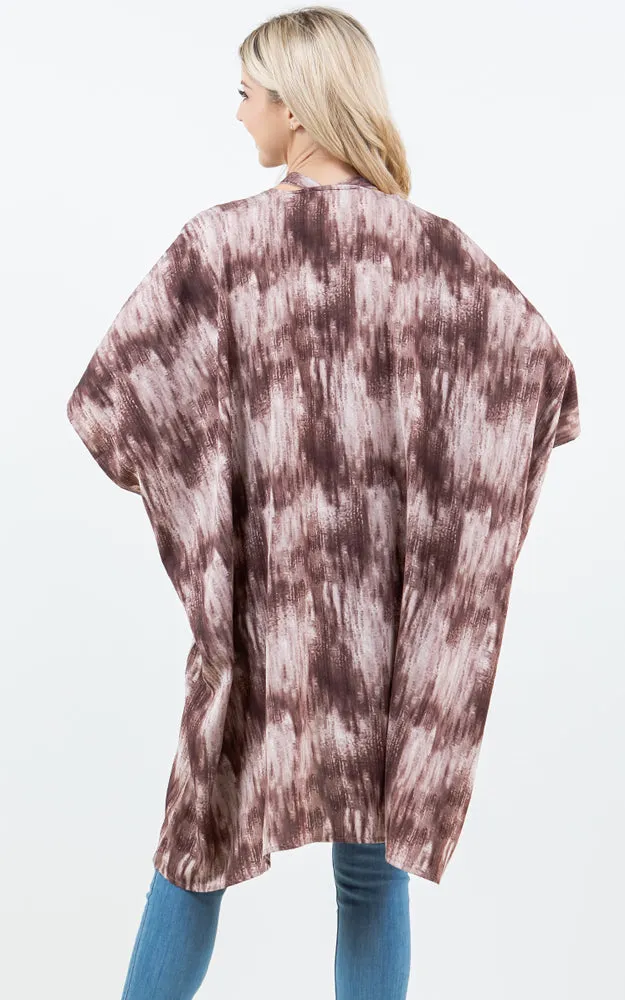 KP5503 Tie Dye Print Kimono Cover Up