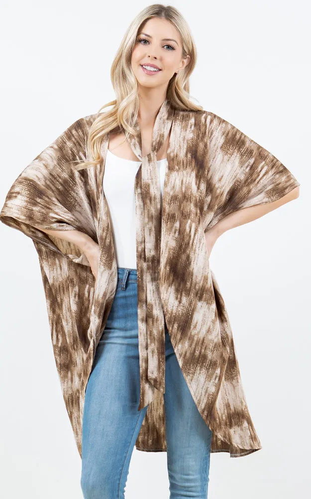 KP5503 Tie Dye Print Kimono Cover Up