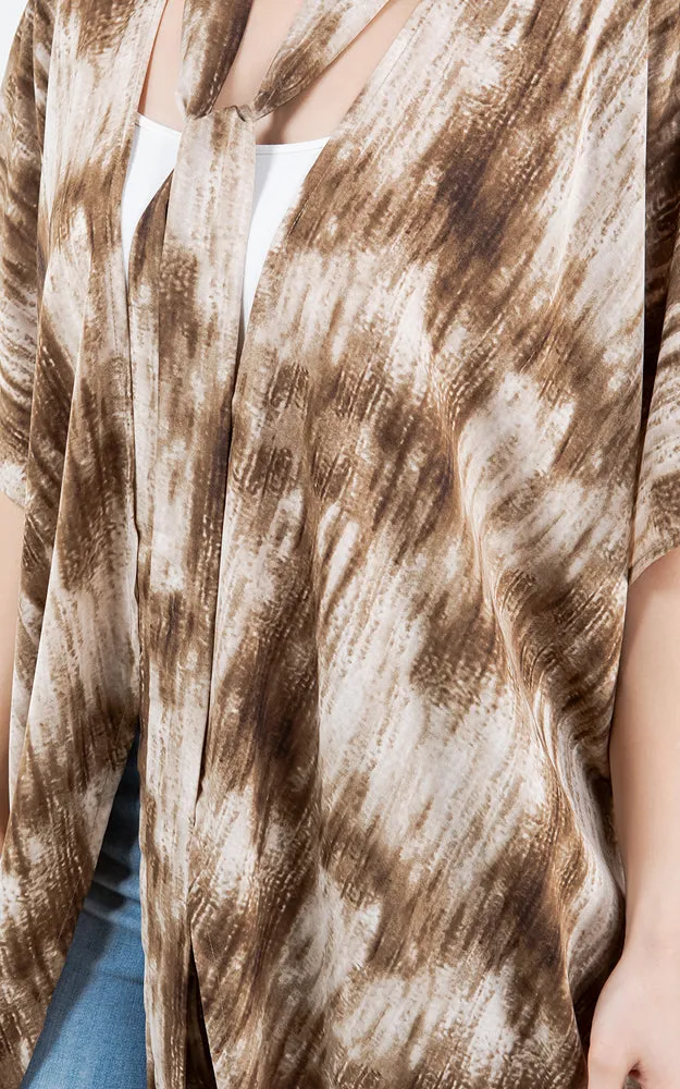 KP5503 Tie Dye Print Kimono Cover Up