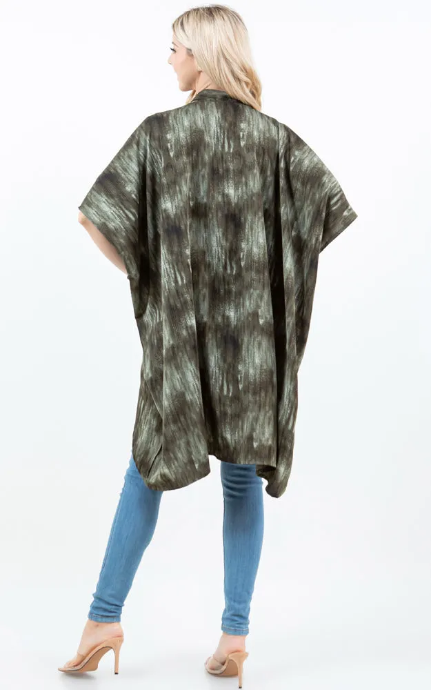 KP5503 Tie Dye Print Kimono Cover Up