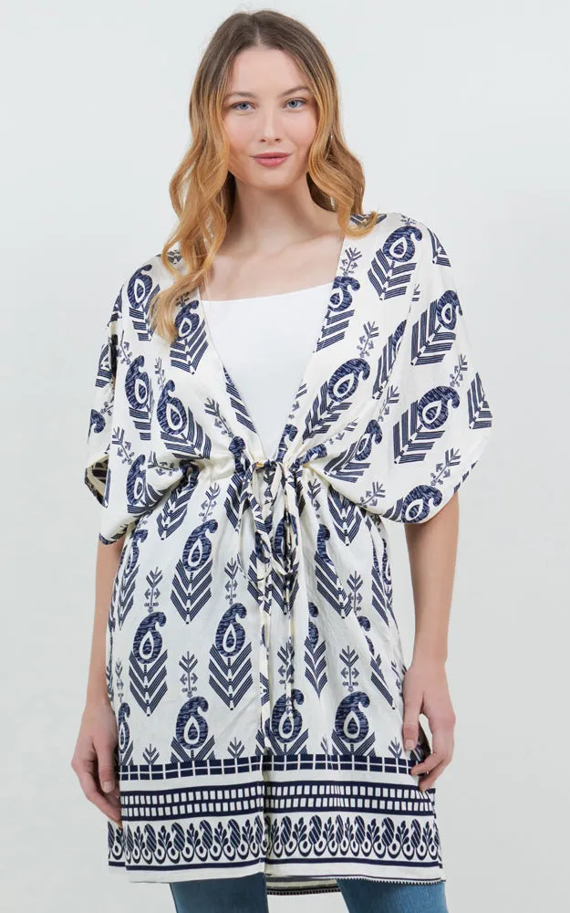 KP5516 Tribe Print Kimono Cover Up