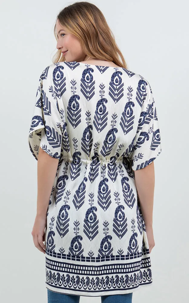 KP5516 Tribe Print Kimono Cover Up