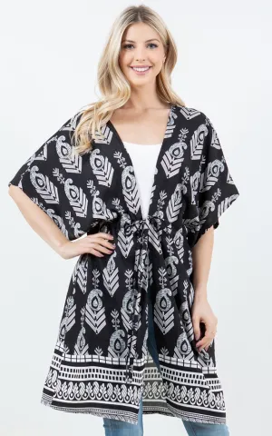 KP5516 Tribe Print Kimono Cover Up
