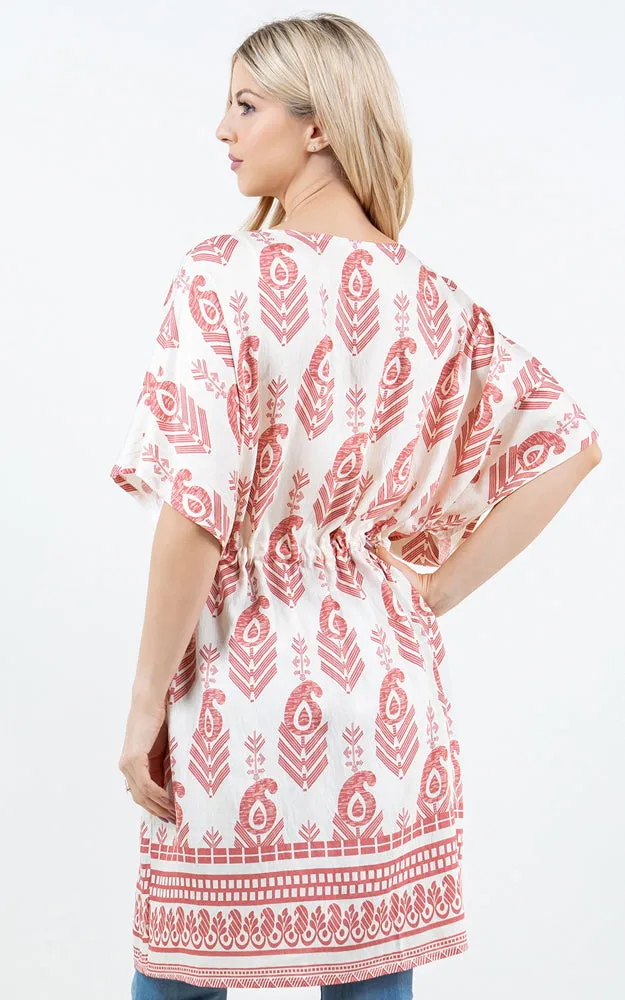 KP5516 Tribe Print Kimono Cover Up