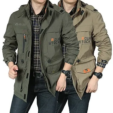 Men's Hiking Softshell Jacket Outdoor Winter Windproof Rain Waterproof Quick Dry Breathability Winter Jacket Single Slider Hunting Fishing Camping / Hiking / Caving Army Green / Blue / Khaki