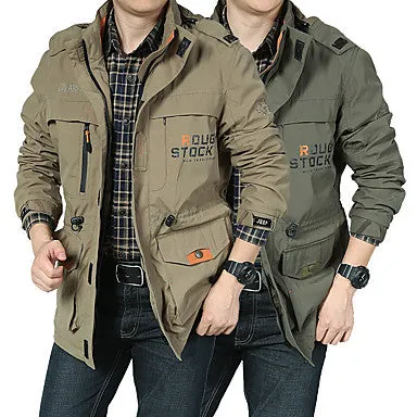 Men's Hiking Softshell Jacket Outdoor Winter Windproof Rain Waterproof Quick Dry Breathability Winter Jacket Single Slider Hunting Fishing Camping / Hiking / Caving Army Green / Blue / Khaki