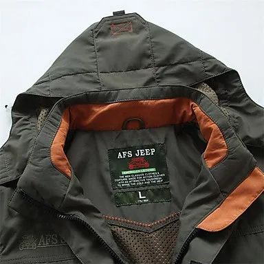 Men's Hiking Softshell Jacket Outdoor Winter Windproof Rain Waterproof Quick Dry Breathability Winter Jacket Single Slider Hunting Fishing Camping / Hiking / Caving Army Green / Blue / Khaki