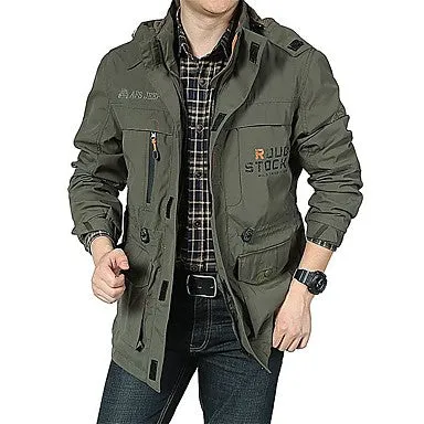 Men's Hiking Softshell Jacket Outdoor Winter Windproof Rain Waterproof Quick Dry Breathability Winter Jacket Single Slider Hunting Fishing Camping / Hiking / Caving Army Green / Blue / Khaki