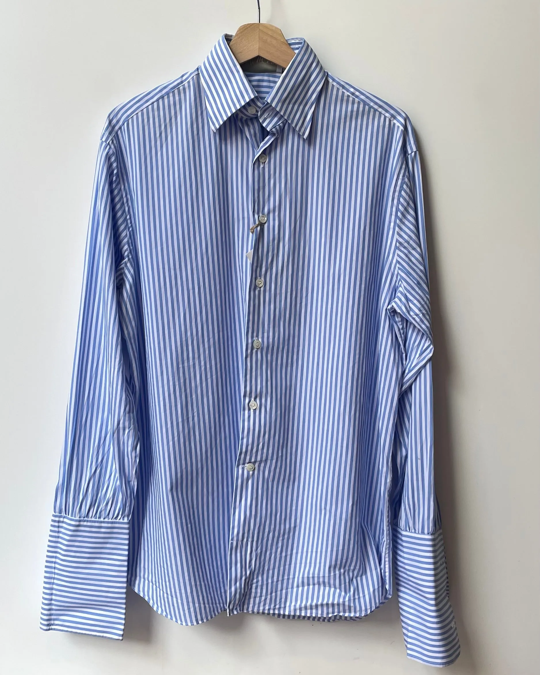 Preloved Blue Stripe Cufflink Cotton Shirt