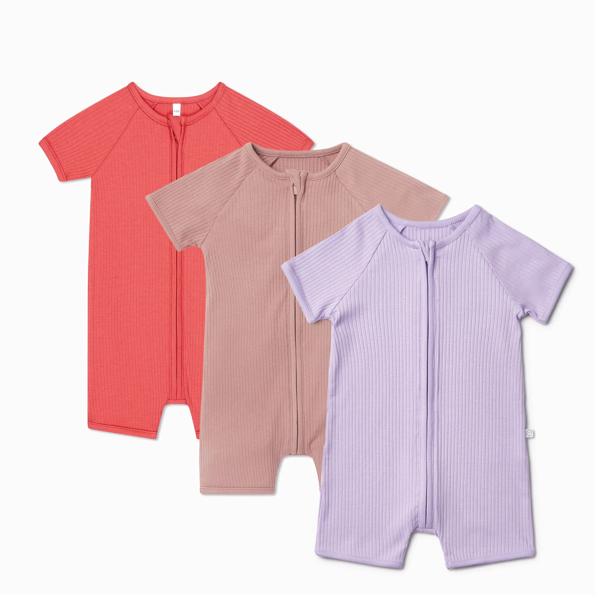 Ribbed Zip Summer Pajamas 3 Pack