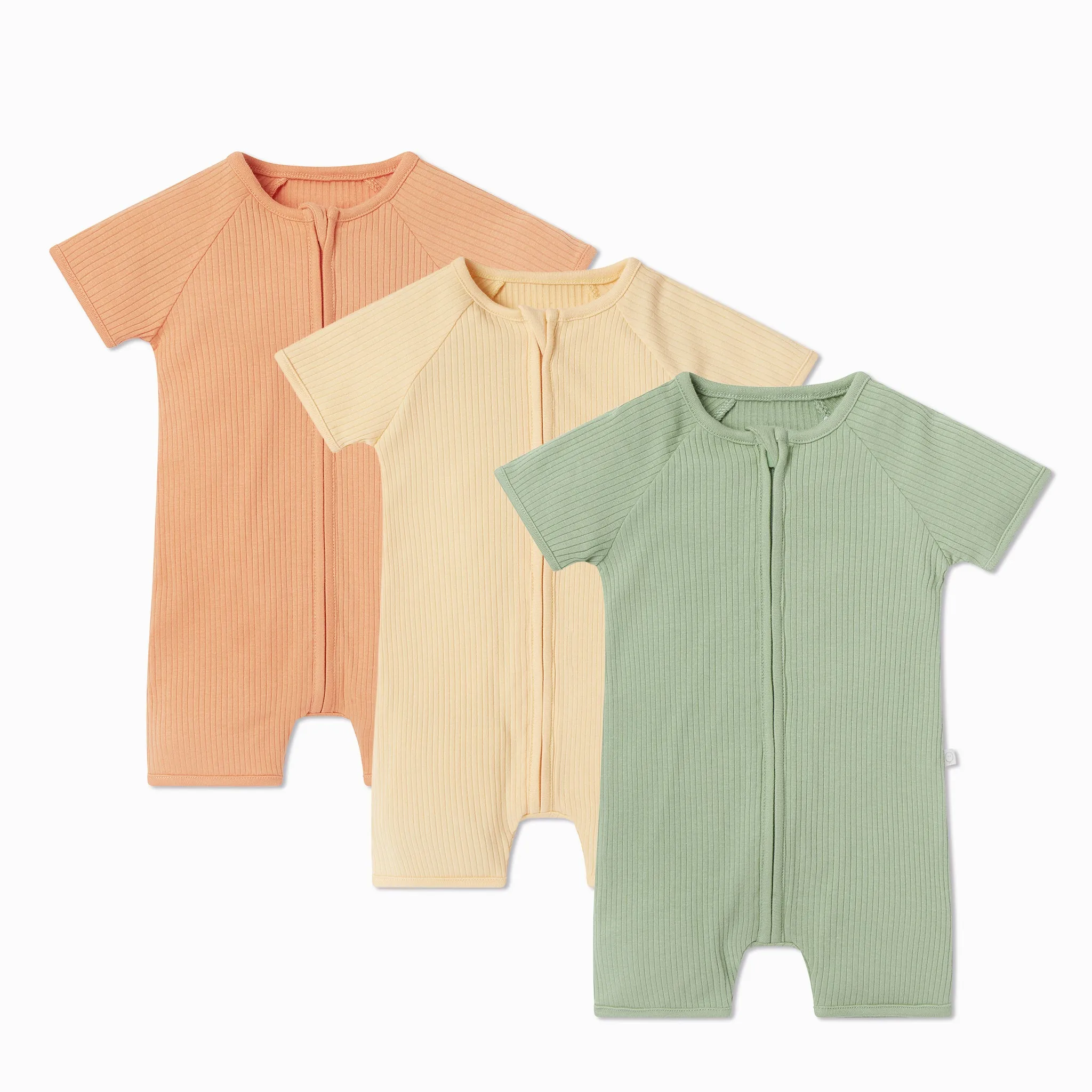 Ribbed Zip Summer Pajamas 3 Pack