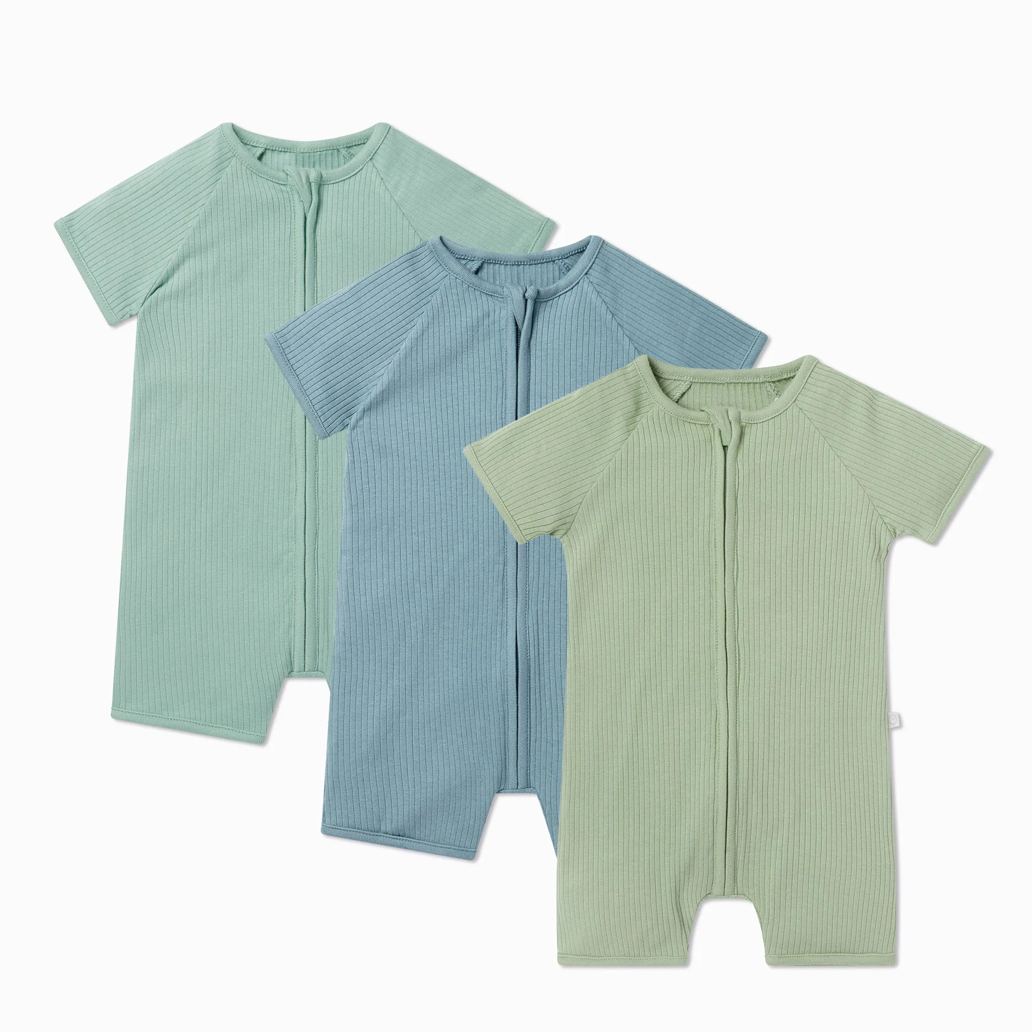 Ribbed Zip Summer Pajamas 3 Pack
