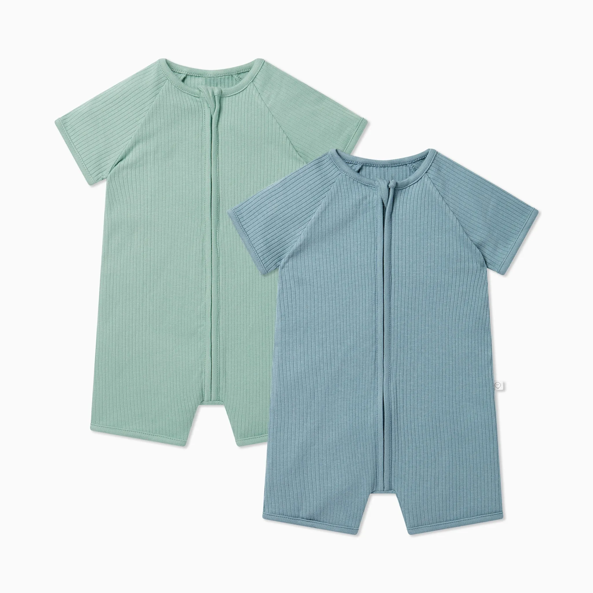 Ribbed Zip Summer Sleepsuit 2 Pack