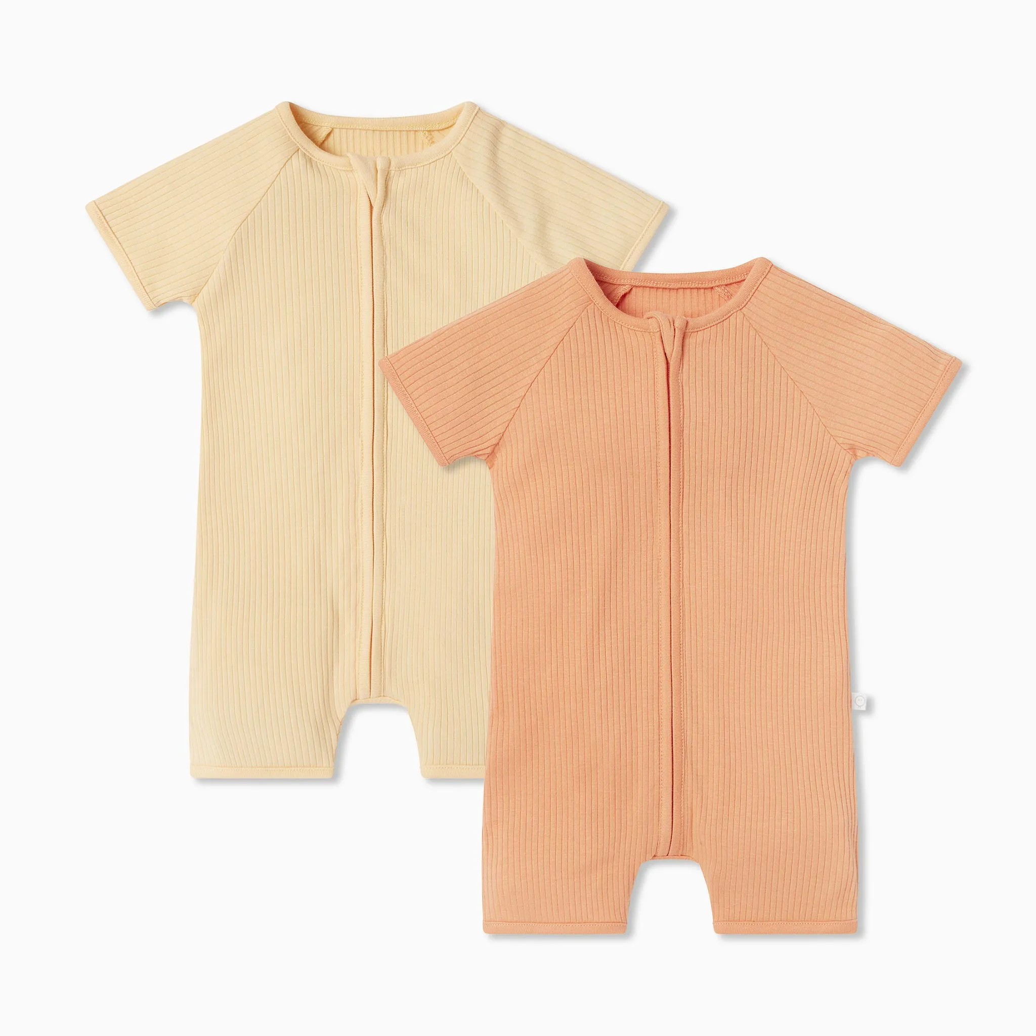 Ribbed Zip Summer Sleepsuit 2 Pack